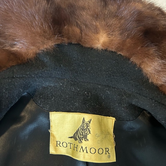 Rothmoor Vintage Black Cashmere Coat with Brown Mink Collar Size S/M - Picture 10 of 15